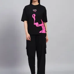 GRIFFEL Printed Oversized Pure Cotton Co-Ords-image-92