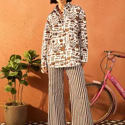 Pink Paprika by SASSAFRAS Printed Pure Cotton Shirt With Trousers Co-Ords-image-89