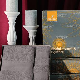 MASPAR Ash Grey 3 Pieces Pure Cotton 450 GSM Bath & Hand Towel Set-picture-1