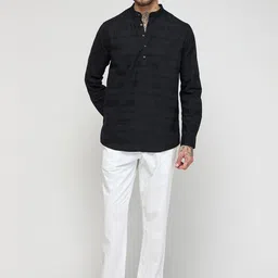 Red Flame Men Thread Work Dobby Kurta-20