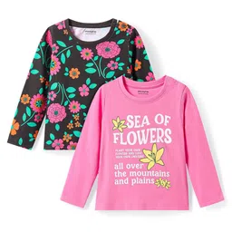 Honeyhap Girls Pack of 2 Floral Printed Cotton Top-picture-38