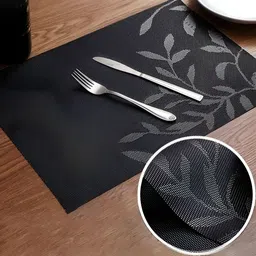 UniKart Grey & Black 10 Pieces Textured Non-Fading Table Placemats image 3