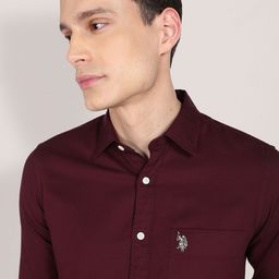 U S Polo Assn Men Maroon Cotton Classic Everyday Shirt-image-69