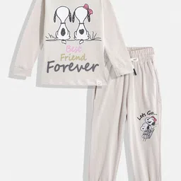 Happy Faces Girls Pure Cotton Peanuts Printed T-shirt with Joggers-picture-18