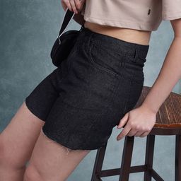The Roadster Life Co. Women High-Rise Wide Leg Pure Cotton Frayed Denim Shorts-picture-24