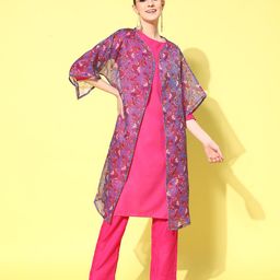 InWeave Fiery Purple Transitional Layers Floral Printed Shrug-51