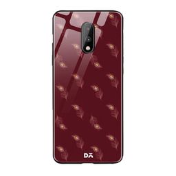 DailyObjects Maroon Feathers OnePlus 7 Glass Case image 1