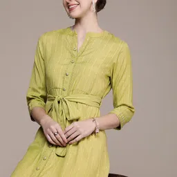Anouk Women Woven Design Gotta Patti Dobby A-Line Kurta-18