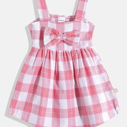 Moms Love Infant Girls Cotton Checked Fit & Flare Dress-image-21