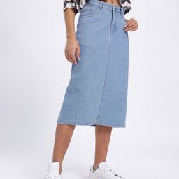 glitchez Back Slit Denim Midi Straight Skirt-picture-23