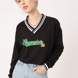 DressBerry Sporty Touch Printed Cotton Terry Boxy Fit Crop Sweatshirt-image-99