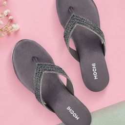 Mochi Women Grey Woven Design Sandals-51