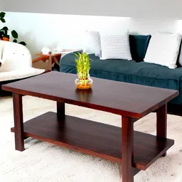 Ikiriya Red & Black Wooden Dark Walnut Finish Rectangle Coffee Table-11