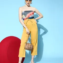 Athena Women Trendy Mustard Solid Pastel Trousers-image-37