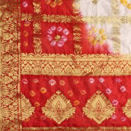 Dupatta Bazaar White & Red Banarasi Bhandej Gharchola Silk Dupatta image 2