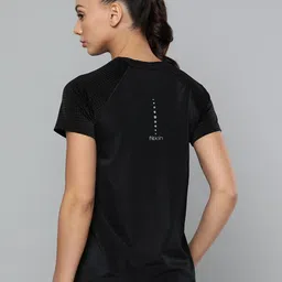Fitkin Women Black Training or Gym Solid T-shirt-image-34