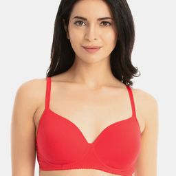 Zivame Red Solid Non-Wired Lightly Padded T-shirt Bra-45