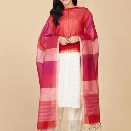 Fabindia Pink & Purple Striped Dupatta-image-60
