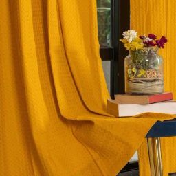 Urban Space Waffle Mustard Cotton Door Curtains - Set of 2-image-15