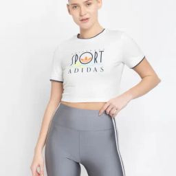 ADIDAS ORIGINALS Women's White GRAPHIC BBY Crop Top-image-9
