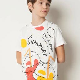 Jack & Jones Junior White Printed T-Shirt-image-98