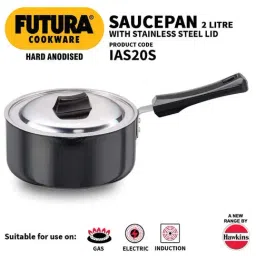 Hawkins Futura Black Aluminium Saucepan with SS Lid , 2 L-image-63