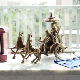 eCraftIndia Brass Krishna Arjuna Rath Antique Showpiece-image-53
