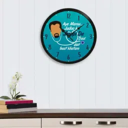 eCraftIndia 'Aye Mamu, Jadoo Ki Jhappi De..' Designer Round Analog Black Wall Clock-image-59