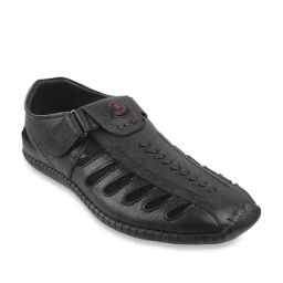 Mochi Men's Jet Black Fisherman Sandals-image-45