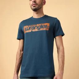 Wrangler Navy Regular Fit Logo Print Crew T-Shirt-picture-35