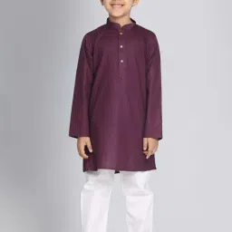 VASTRAMAY Kids Purple Regular Fit Kurta Set-image-91