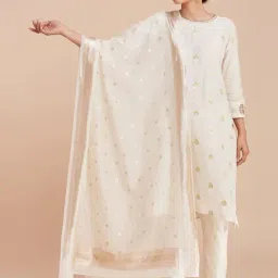 Folksong By W Off-White Woven Dupatta-picture-3