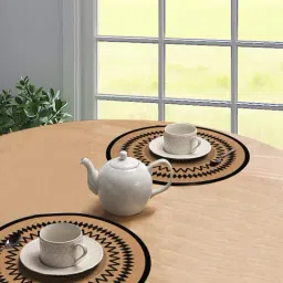 Saral Home Abstract Black Cotton Round AntiSkid Placemats - Set of 2-23