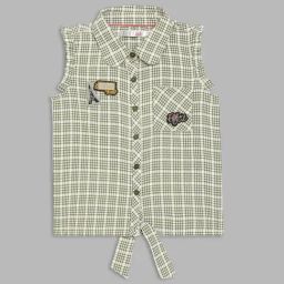 Elle Kids Olive Checks Top-image-17