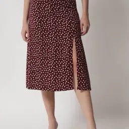 Trend Arrest Wine Printed Slit Skirt-image-16