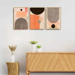 999Store Multicolor Canvas Wall Painting Panel With Fibre Frame - Set of 3-7