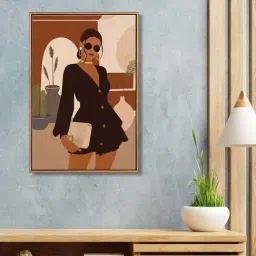 999Store Brown Canvas Wall Painting Panel With Fibre Frame-40