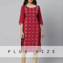Aurelia Red Embroidered Straight Kurta-image-93