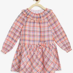 Campana Kids Multicolor Cotton Chequered Full Sleeves Dress-image-99