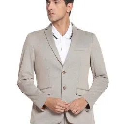 Arrow Beige Slim Fit Printed Blazer-image-53