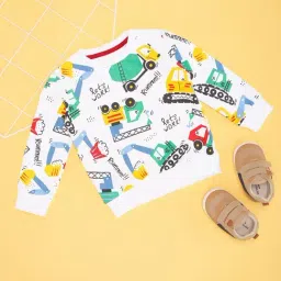Pantaloons Baby Boys Brilliant White Printed Sweatshirt-picture-2