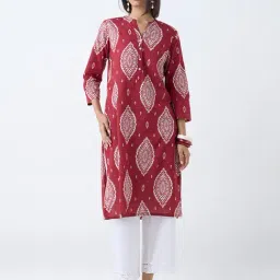 Utsa by Westside Maroon Printed Straight Cotton Kurta-picture-38