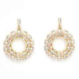 Karatcart Gold Plated Cubic Zirconia Round Dangler Earrings For Women image 4