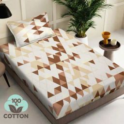 Klotthe Brown 400 TC Cotton Single Book Fold Bedsheet with Pillow Cover-image-80
