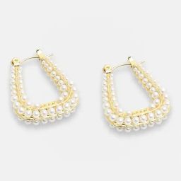 Sohi Gold Plated Party Pearls Drop Earrings-4