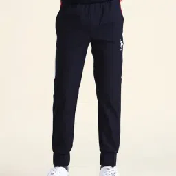 U.S. Polo Assn. Kids Boys Blue Colourblocked Regular Fit Track Pants-image-2