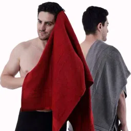 Dollar Stone Grey & Carmine 400 GSM 100% Cotton Bath Towels - Set of 2-image-84