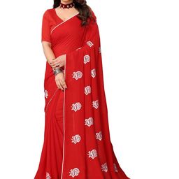 Moda Rapido Floral Embroidered Poly Chiffon Saree-picture-4