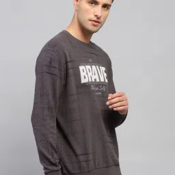 Monte Carlo Charcoal Grey Regular Fit Printed Sweatshirt image 4