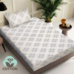 Klotthe Grey 400 TC Cotton Single Book Fold Bedsheet with Pillow Cover-image-66